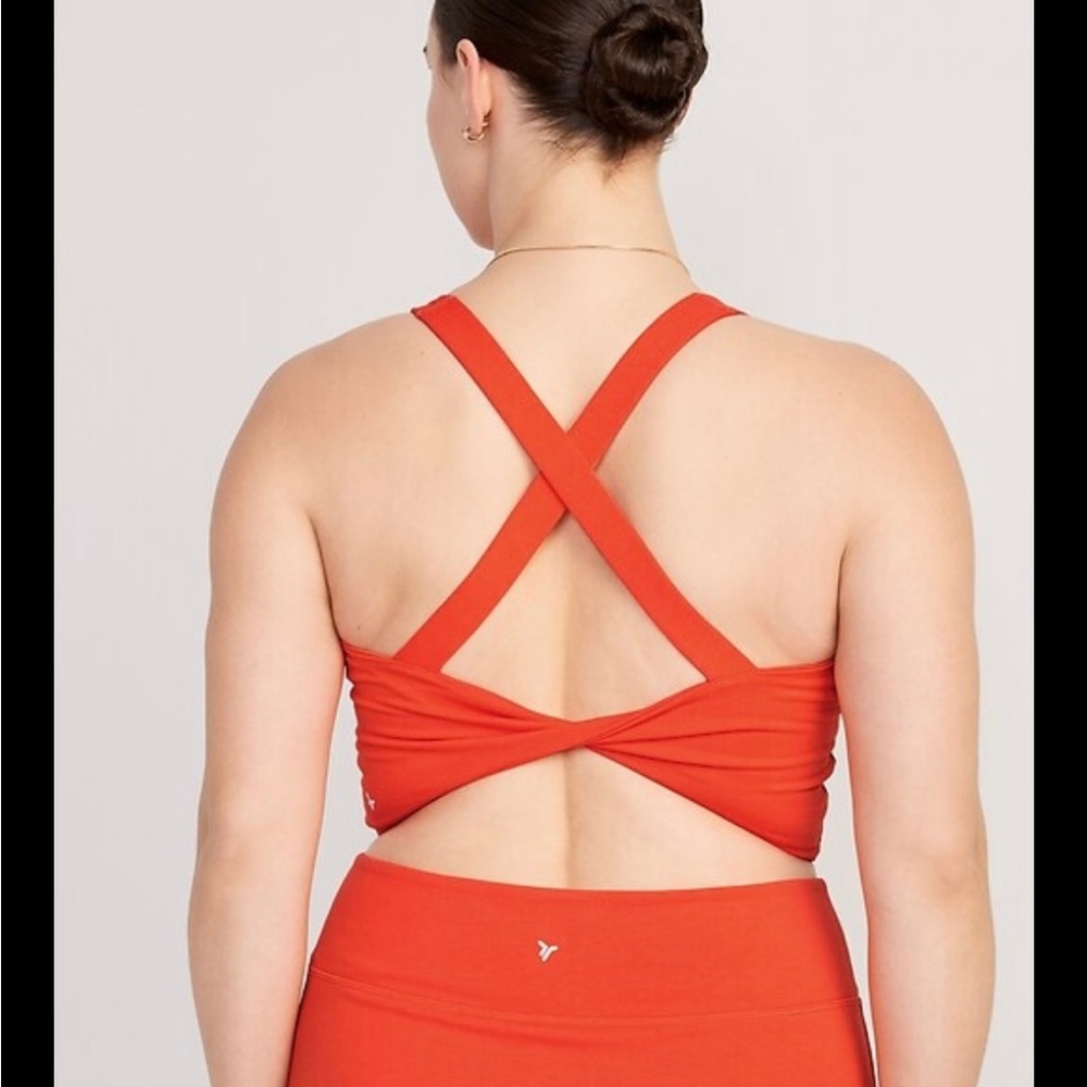 Old Navy PowerChill Orange Crop Top Workout Top